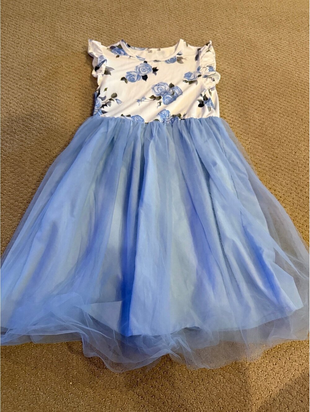 Girls blue floral dress size 160 (like a 14)